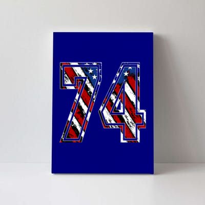 Number 74 Red White And Blue American Flag #74 Jersey Gift Canvas