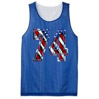 Number 74 Red White And Blue American Flag #74 Jersey Gift Mesh Reversible Basketball Jersey Tank