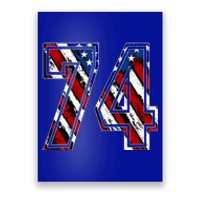 Number 74 Red White And Blue American Flag #74 Jersey Gift Poster