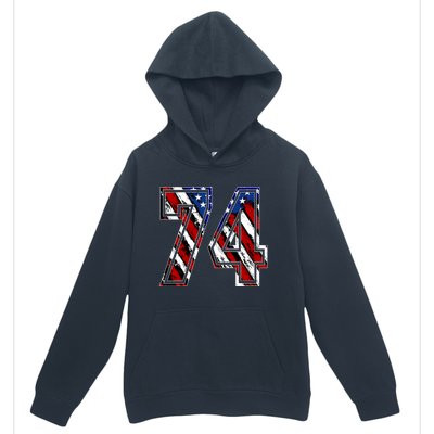 Number 74 Red White And Blue American Flag #74 Jersey Gift Urban Pullover Hoodie