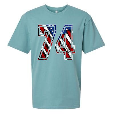 Number 74 Red White And Blue American Flag #74 Jersey Gift Sueded Cloud Jersey T-Shirt