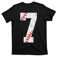 Number 7 Vintage 7th Birthday Baseball Lover 7 Years Old T-Shirt