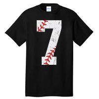 Number 7 Vintage 7th Birthday Baseball Lover 7 Years Old Tall T-Shirt