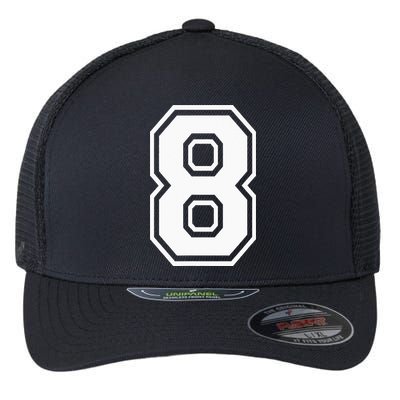 Number 8 Birthday Gift Sports Player Team Numbered Jersey Flexfit Unipanel Trucker Cap