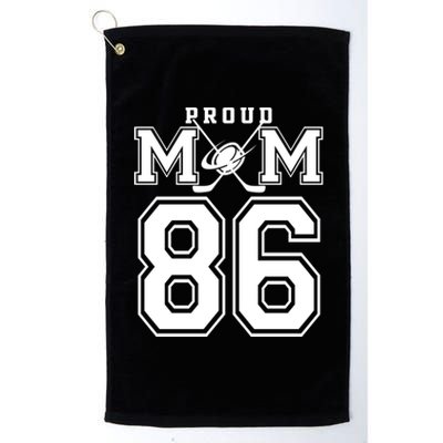 Number 86 Custom Proud Hockey Mom Personalized Gift Platinum Collection Golf Towel