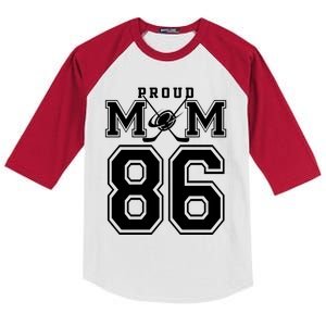 Number 86 Custom Proud Hockey Mom Personalized Gift Kids Colorblock Raglan Jersey