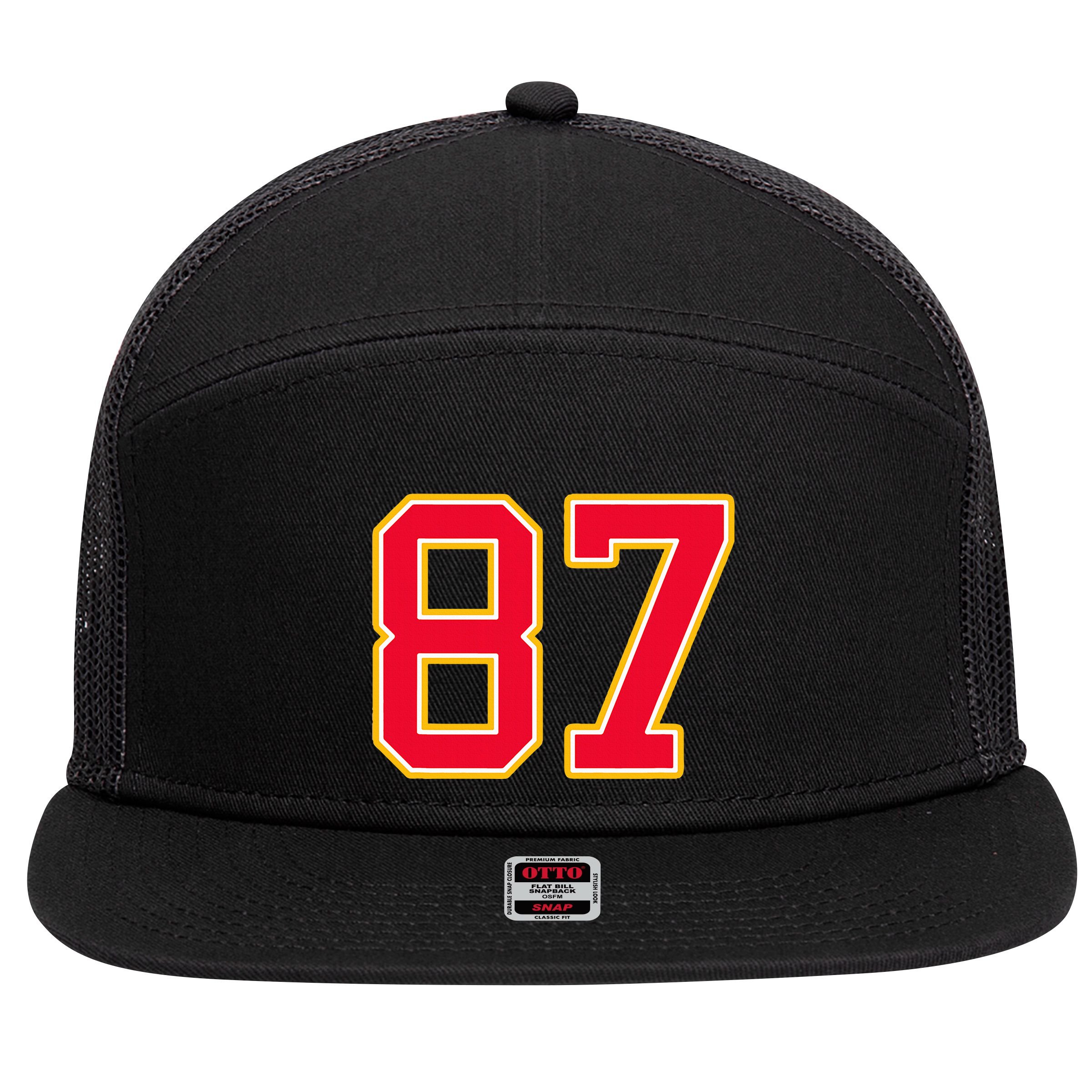 Number 87 7 Panel Mesh Trucker Snapback Hat