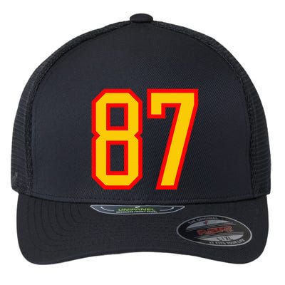 Number 87 Red Yellow Favorite Number 87 Flexfit Unipanel Trucker Cap