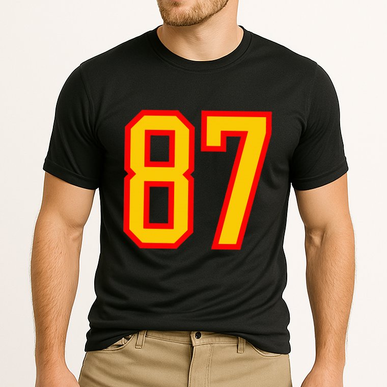 Number 87 Red Yellow Favorite Number 87 Cooling Performance Crew T-Shirt