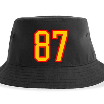Number 87 Red Yellow Favorite Number 87 Sustainable Bucket Hat