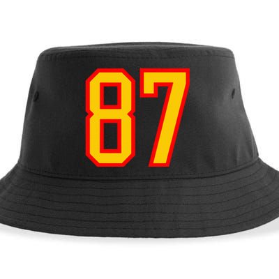 Number 87 Red Yellow Favorite Number 87 Sustainable Bucket Hat