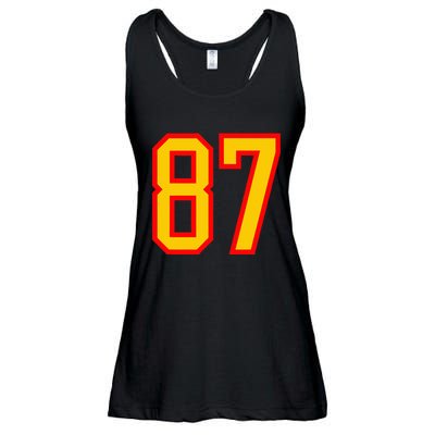 Number 87 Red Yellow Favorite Number 87 Ladies Essential Flowy Tank