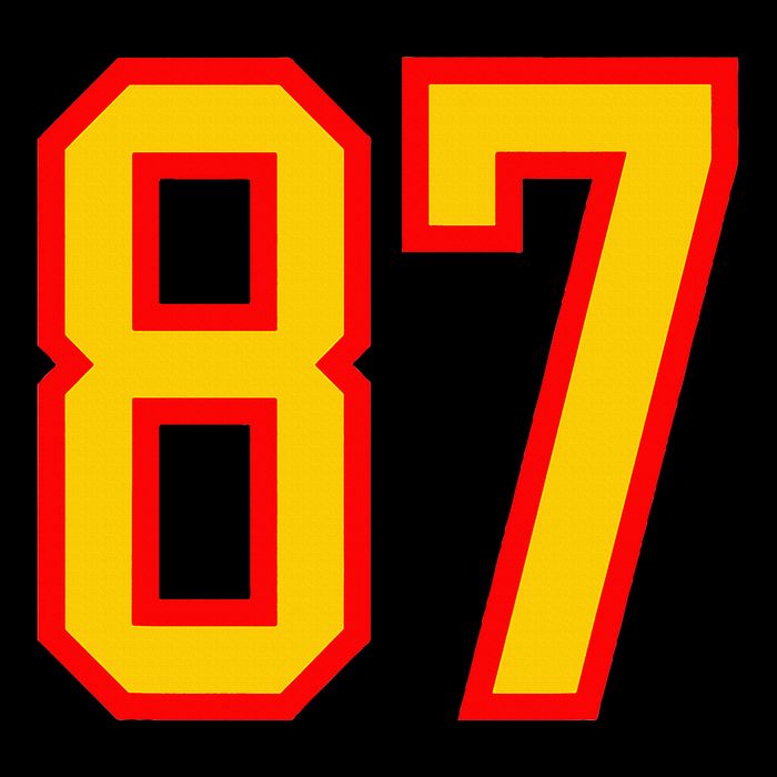 Number 87 Red Yellow Favorite Number 87 Flat Bill Trucker Hat