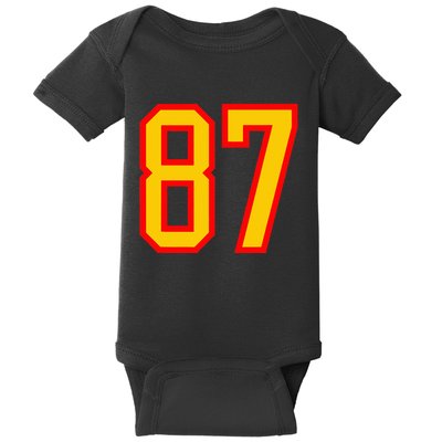 Number 87 Red Yellow Favorite Number 87 Baby Bodysuit