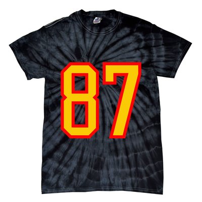 Number 87 Red Yellow Favorite Number 87 Tie-Dye T-Shirt