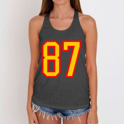 Number 87 Red Yellow Favorite Number 87 Women's Knotted Racerback Tank