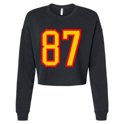 Number 87 Red Yellow Favorite Number 87 Cropped Pullover Crew