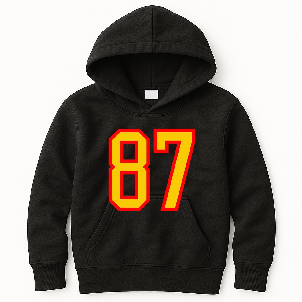 Number 87 Red Yellow Favorite Number 87 Kids Hoodie