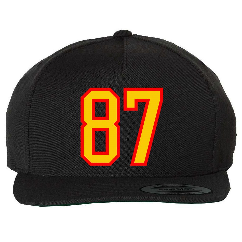 Number 87 Red Yellow Favorite Number 87 Wool Snapback Cap