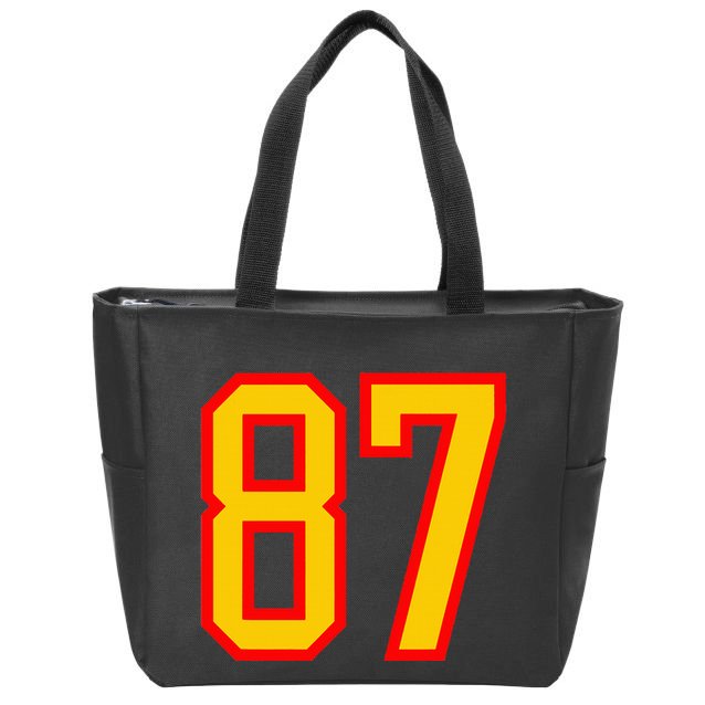 Number 87 Red Yellow Favorite Number 87 Zip Tote Bag