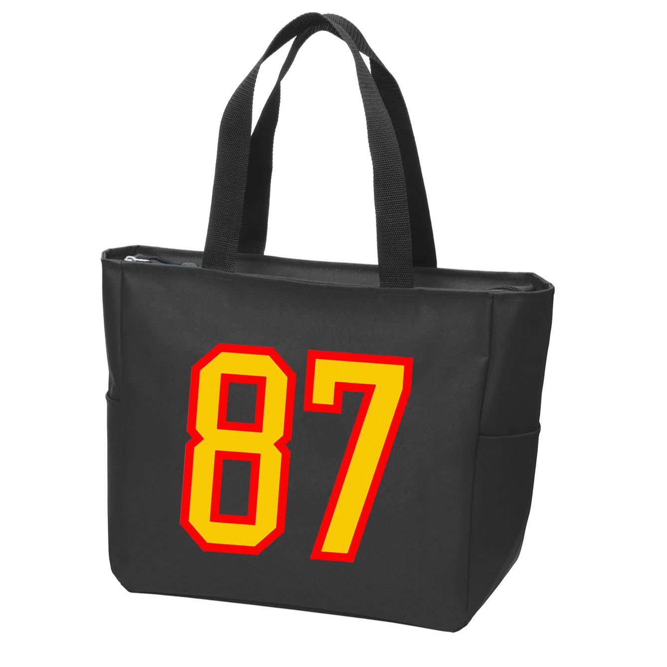 Number 87 Red Yellow Favorite Number 87 Zip Tote Bag