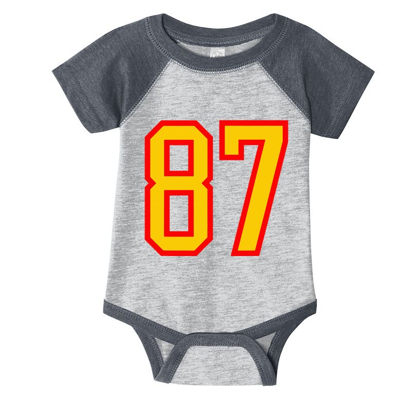 Number 87 Red Yellow Favorite Number 87 Infant Baby Jersey Bodysuit