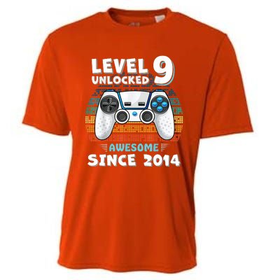 Nine 9yr BDay Son Boy Funny Gamer 9th 9 Year Old Birthday Cooling Performance Crew T-Shirt