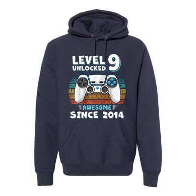 Nine 9yr BDay Son Boy Funny Gamer 9th 9 Year Old Birthday Premium Hoodie