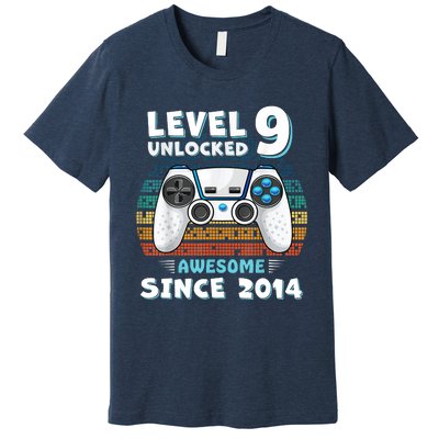 Nine 9yr BDay Son Boy Funny Gamer 9th 9 Year Old Birthday Premium T-Shirt