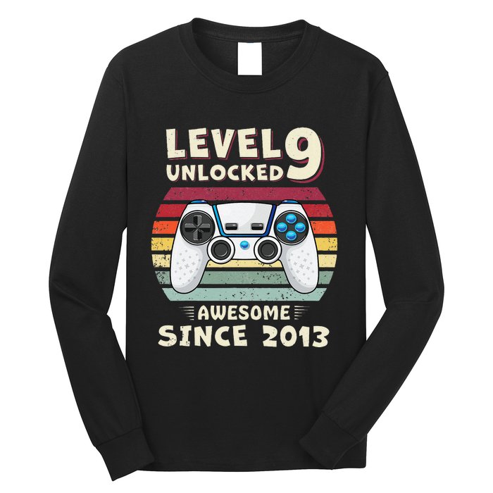 Nine 9yr BDay Son Funny Gamer 9th 9 Years Old Birthday Long Sleeve Shirt