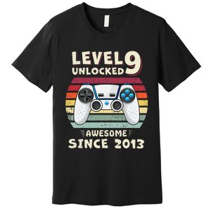 Nine 9yr BDay Son Funny Gamer 9th 9 Years Old Birthday Premium T-Shirt