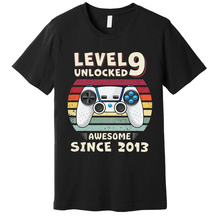 Nine 9yr BDay Son Funny Gamer 9th 9 Years Old Birthday Premium T-Shirt