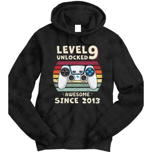 Nine 9yr BDay Son Funny Gamer 9th 9 Years Old Birthday Tie Dye Hoodie