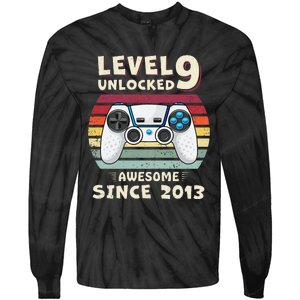 Nine 9yr BDay Son Funny Gamer 9th 9 Years Old Birthday Tie-Dye Long Sleeve Shirt