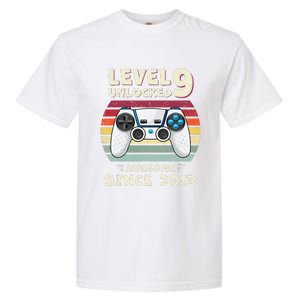 Nine 9yr BDay Son Funny Gamer 9th 9 Years Old Birthday Garment-Dyed Heavyweight T-Shirt