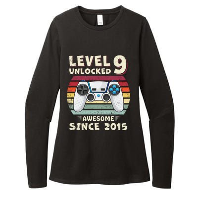 Nine 9th Birthday Decoration Boy 9yr 9 Year Old Birthday Womens CVC Long Sleeve Shirt