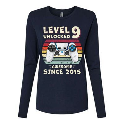 Nine 9th Birthday Decoration Boy 9yr 9 Year Old Birthday Womens Cotton Relaxed Long Sleeve T-Shirt