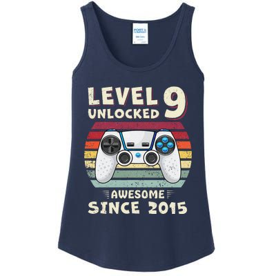 Nine 9th Birthday Decoration Boy 9yr 9 Year Old Birthday Ladies Essential Tank