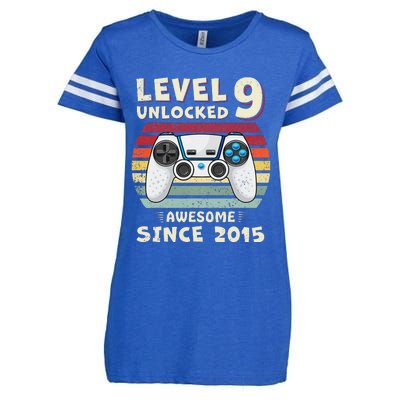 Nine 9th Birthday Decoration Boy 9yr 9 Year Old Birthday Enza Ladies Jersey Football T-Shirt