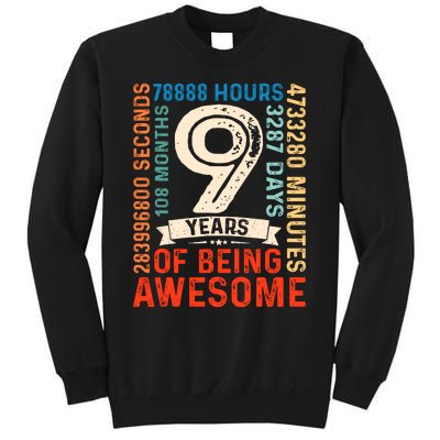 Nine 9yr Vintage 9th Birthday 9 Years Old Retro 108 Months Sweatshirt