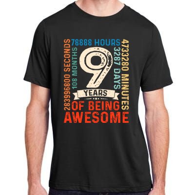 Nine 9yr Vintage 9th Birthday 9 Years Old Retro 108 Months Adult ChromaSoft Performance T-Shirt