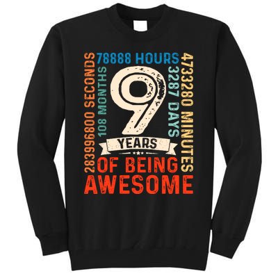 Nine 9yr Vintage 9th Birthday 9 Years Old Retro 108 Months Tall Sweatshirt