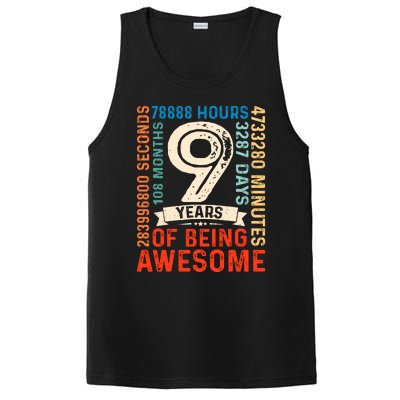 Nine 9yr Vintage 9th Birthday 9 Years Old Retro 108 Months PosiCharge Competitor Tank