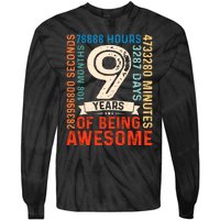 Nine 9yr Vintage 9th Birthday 9 Years Old Retro 108 Months Tie-Dye Long Sleeve Shirt