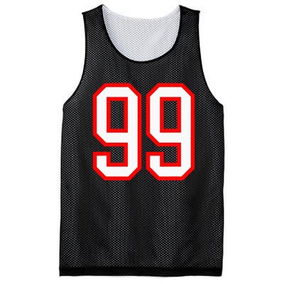 Number 99 White Red Sport Varsity Number 99 Mesh Reversible Basketball Jersey Tank