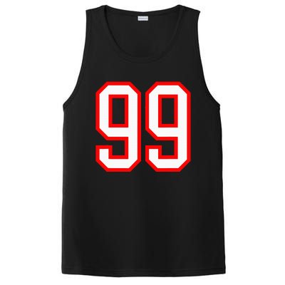 Number 99 White Red Sport Varsity Number 99 PosiCharge Competitor Tank