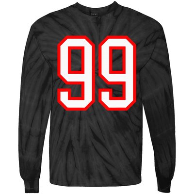 Number 99 White Red Sport Varsity Number 99 Tie-Dye Long Sleeve Shirt