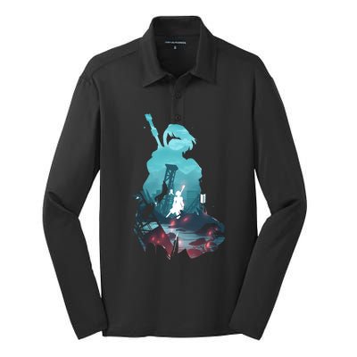 Nier Automata 2b Waifu Silk Touch Performance Long Sleeve Polo