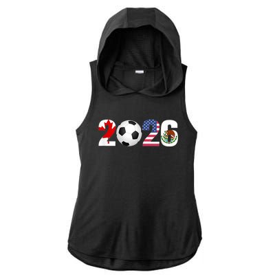 North America 2026 Football | Canada Usa Mexico Soccer Ladies PosiCharge Tri-Blend Wicking Draft Hoodie Tank