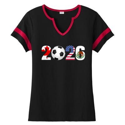 North America 2026 Football | Canada Usa Mexico Soccer Ladies Halftime Notch Neck Tee